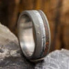 Black Diamond Wedding Ring For Men With Meteorite And Dino Bone -Johan Jewelry Shop 2356flatart