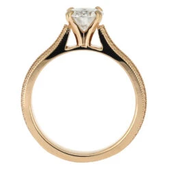 Solitaire Moissanite Engagement Ring In Unique Polished Gold Band -Johan Jewelry Shop 2357 3E