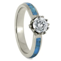 Turquoise Couples Rings With Lotus Prong Engagement Ring 9 Turquoise Couples Rings With Lotus Prong Engagement Ring -Johan Jewelry Shop 2369