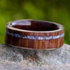 Honduran Rosewood Wedding Band With Crushed Mother Of Pearl Pinstripe -Johan Jewelry Shop 2372ArtEdges 1