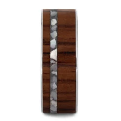 Honduran Rosewood Wedding Band With Crushed Mother Of Pearl Pinstripe -Johan Jewelry Shop 2372new2