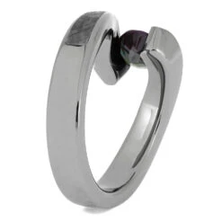 Gibeon Meteorite Engagement Ring With Tension Set Stone -Johan Jewelry Shop 2400 2E