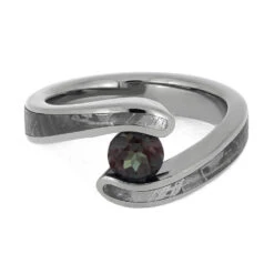 Gibeon Meteorite Engagement Ring With Tension Set Stone -Johan Jewelry Shop 2400 4E