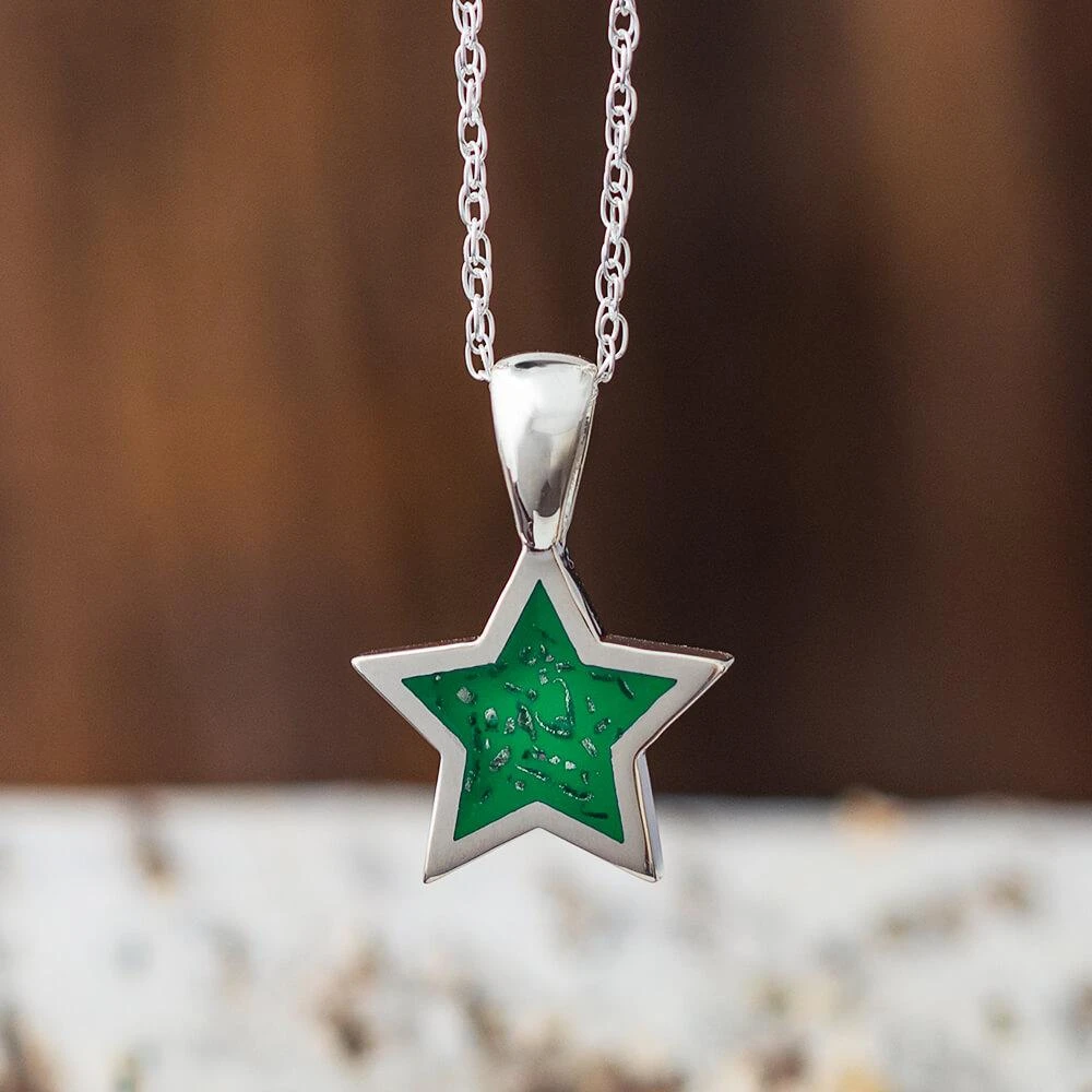 Green Star Necklace, Meteorite Pendant 3 Green Star Necklace, Meteorite Pendant