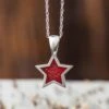 Red Star Necklace, Meteorite Pendant