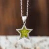 Yellow Star Necklace, Meteorite Pendant