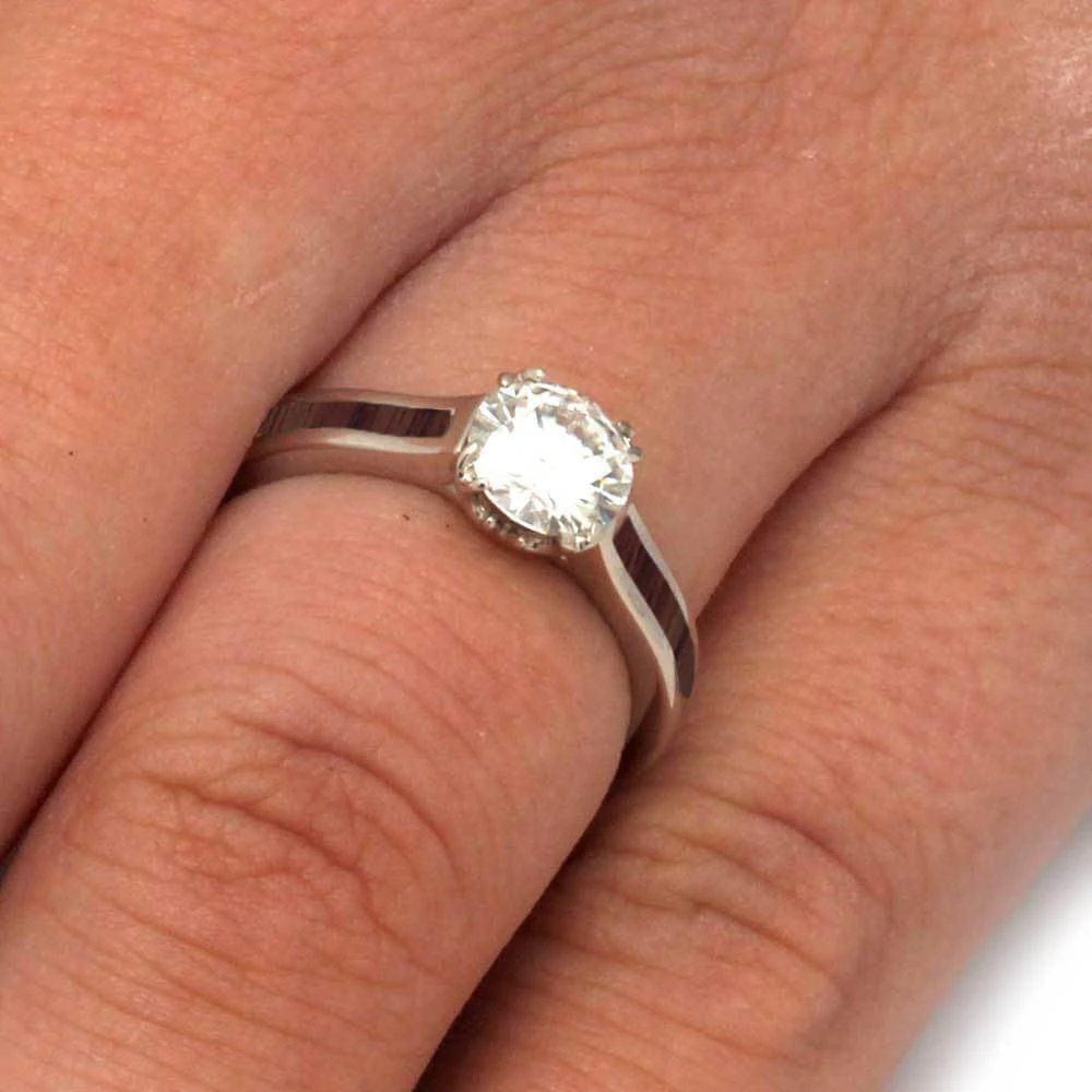 Antler Prong Moissanite Engagement Ring With Wood Inlay 7 Antler Prong Moissanite Engagement Ring With Wood Inlay - Image 5