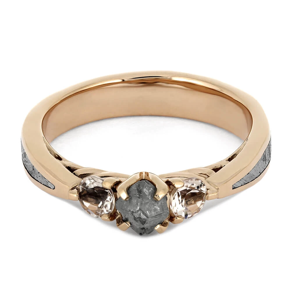 Rough Diamond Engagement Ring With Morganites 8 Rough Diamond Engagement Ring With Morganites - Image 6