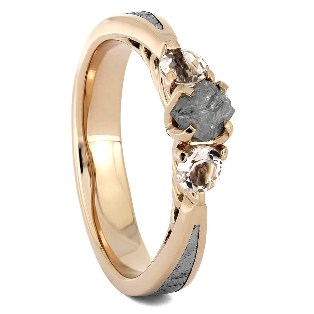 Rough Diamond Engagement Ring With Morganites 4 Rough Diamond Engagement Ring With Morganites - Image 2