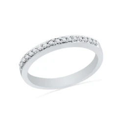 Shared-Prong, Half Eternity Diamond Wedding Band, Silver Or Gold