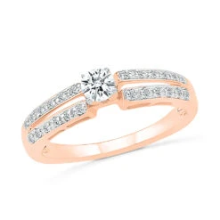 Diamond Engagement Ring With Diamond Accented Split Shank -Johan Jewelry Shop 25489 P