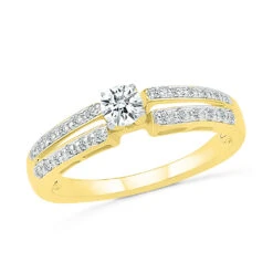 Diamond Engagement Ring With Diamond Accented Split Shank -Johan Jewelry Shop 25489 Y