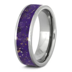 Purple Stardust™ Titanium Men's Wedding Band -Johan Jewelry Shop 2560 YG Stardust Purple 3
