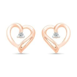 Tiny Diamond Heart Stud Earrings -Johan Jewelry Shop 25667 P