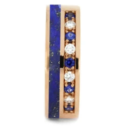 Diamond And Sapphire Wedding Band With Lapis Lazuli -Johan Jewelry Shop 2569 1 E Lapis