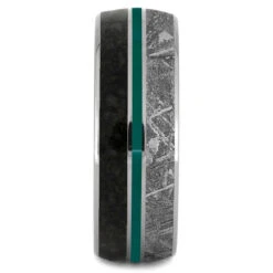 Meteorite And Dinosaur Bone Band With Green Pinstripe -Johan Jewelry Shop 2570Green2 1 2000xcr