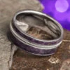 Guitar String Wedding Band With Purple Burl Wood -Johan Jewelry Shop 2602newart