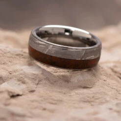 Tungsten Ring With Meteorite & Fossilized Dinosaur Bone -Johan Jewelry Shop 2605 A 2 CC