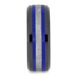 Black & Blue Ring With Genuine Meteorite -Johan Jewelry Shop 2625 2