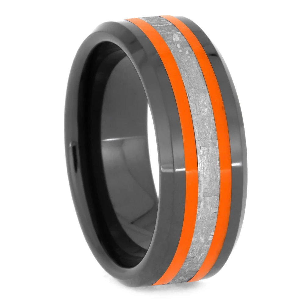 Black & Orange Ring With Genuine Meteorite 4 Black & Orange Ring With Genuine Meteorite - Image 2