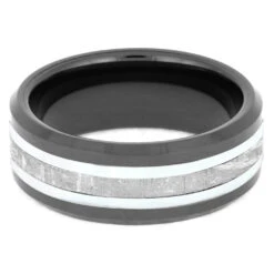 Meteorite Ring With White Stripes 11 Meteorite Ring With White Stripes -Johan Jewelry Shop 26314 1