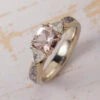 Antique Square Cut Morganite Engagement Ring With Meteorite Ring -Johan Jewelry Shop 2633art 1