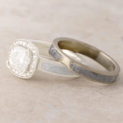 Custom, Curved Wedding Band With Meteorite