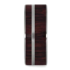 Ruby Redwood Wedding Band, Matte Titanium Ring With Pinstripe -Johan Jewelry Shop 2675newti2