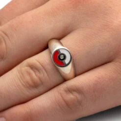 Pokemon Engagement Ring, Pokeball Ring In Signet Ring Style, Moissanite Center Stone 13 Pokemon Engagement Ring, Pokeball Ring In Signet Ring Style, Moissanite Center Stone -Johan Jewelry Shop 2680 Handshot