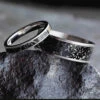 Black Stardust™ Wedding Band Set, His And Hers Meteorite Rings -Johan Jewelry Shop 2686