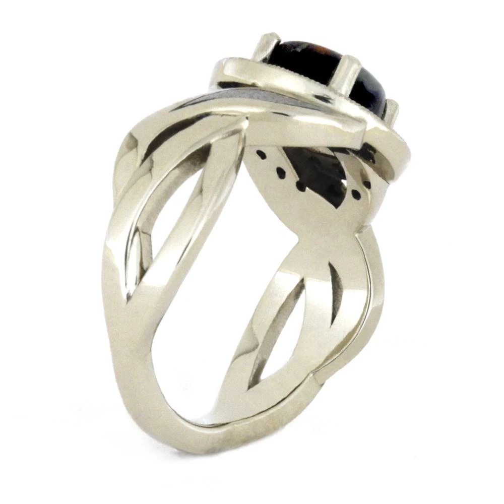 Opal Halo Engagement Ring With Diamond And Ruby Accents 5 Opal Halo Engagement Ring With Diamond And Ruby Accents - Image 3