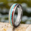 Turquoise, Deer Antler And Wood Wedding Band 1 Turquoise, Deer Antler And Wood Wedding Band -Johan Jewelry Shop 2731newarttiflat