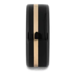 Ebony Wood And Ceramic Wedding Band With Gold Pinstripe -Johan Jewelry Shop 2740new2rg