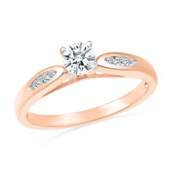 Diamond 4 Prong Engagement Ring With Accented Band -Johan Jewelry Shop 27465 P