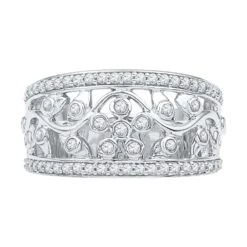 Stunning Diamond Accented Floral Ring