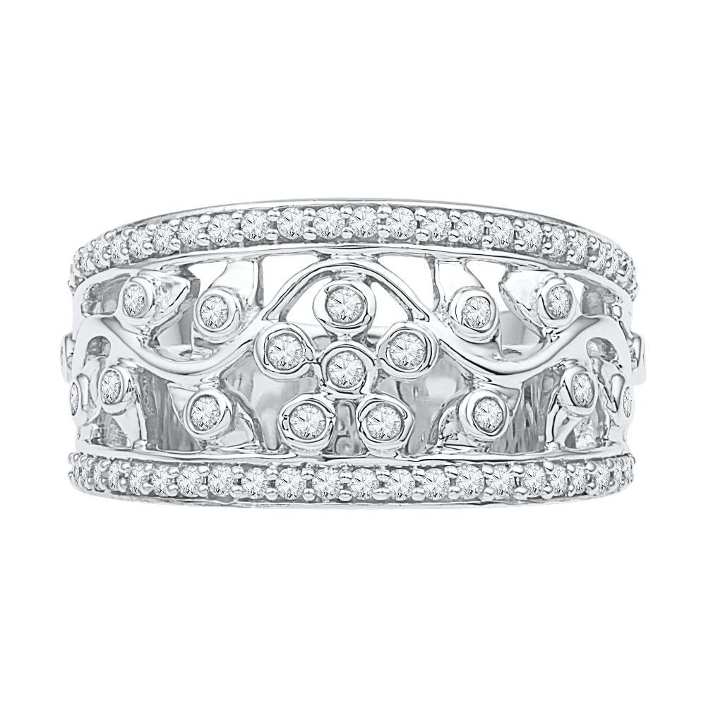 Stunning Diamond Accented Floral Ring 3 Stunning Diamond Accented Floral Ring