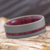 Sandblasted Titanium Ring With Bloodwood Pinstripe & Sleeve -Johan Jewelry Shop 2796 2 BD