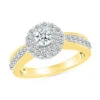 Double Halo Diamond Engagement Ring -Johan Jewelry Shop 28007 Y