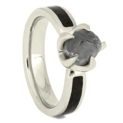 Rough Diamond Engagement Ring With Dinosaur Bone -Johan Jewelry Shop 2808ET WG
