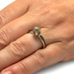Rough Diamond Engagement Ring With Dinosaur Bone -Johan Jewelry Shop 2808Handshot