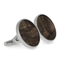 Round Petrified Wood Cuff Links In Sterling Silver -Johan Jewelry Shop 2812 Flat 3