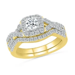 1 Carat TW Round Halo Engagement Ring With Curved Band -Johan Jewelry Shop 28463 Y