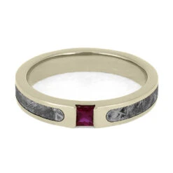 Meteorite Ring With Princess Cut Stone 11 Meteorite Ring With Princess Cut Stone -Johan Jewelry Shop 2857WG 3