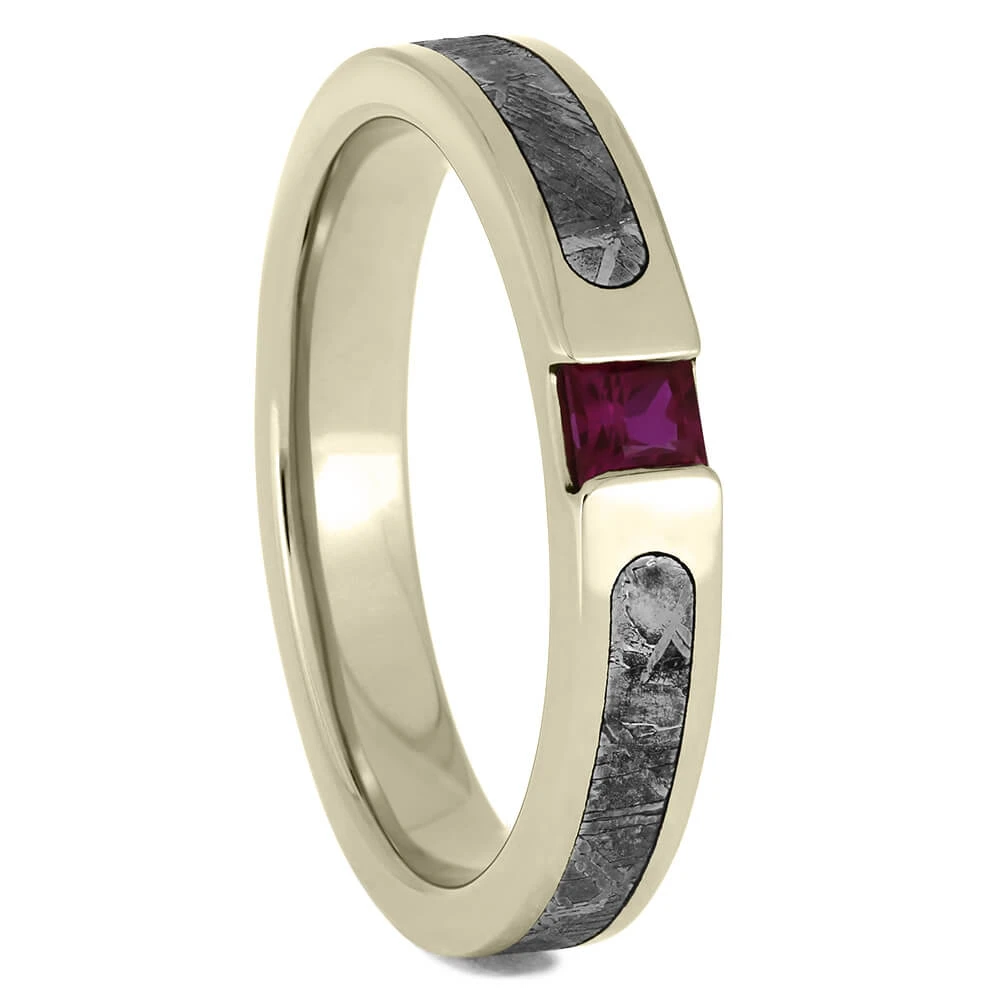 Meteorite Ring With Princess Cut Stone 4 Meteorite Ring With Princess Cut Stone - Image 2