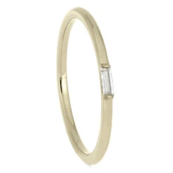 Baguette Diamond Ring In Thin Polished Gold Band -Johan Jewelry Shop 2887E WG