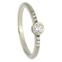 Polished Gold Engagement Ring With A Solitaire Diamond