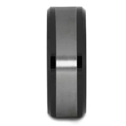 Black Ceramic & Titanium Men's Wedding Band, Two-Tone Ring -Johan Jewelry Shop 2972new2