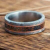 Dinosaur Bone And Meteorite Wedding Band With Gold Pinstripes -Johan Jewelry Shop 2997newart