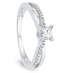 Solitaire Diamond Engagement Ring With Criss Cross Band -Johan Jewelry Shop 299f1c827d391b94ac542a949a02f5af