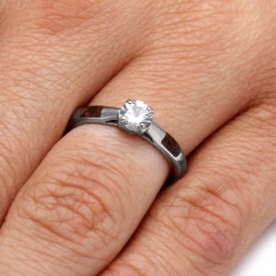 White Sapphire Engagement Ring With Meteorite In White Gold 5 White Sapphire Engagement Ring With Meteorite In White Gold - Image 3